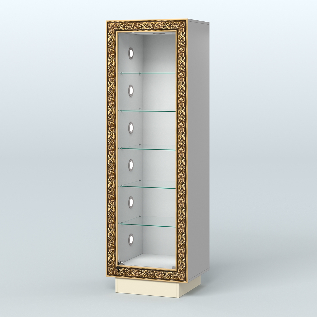 Низкая витрина декорированная НБА-501С Серый + Крем Вайс