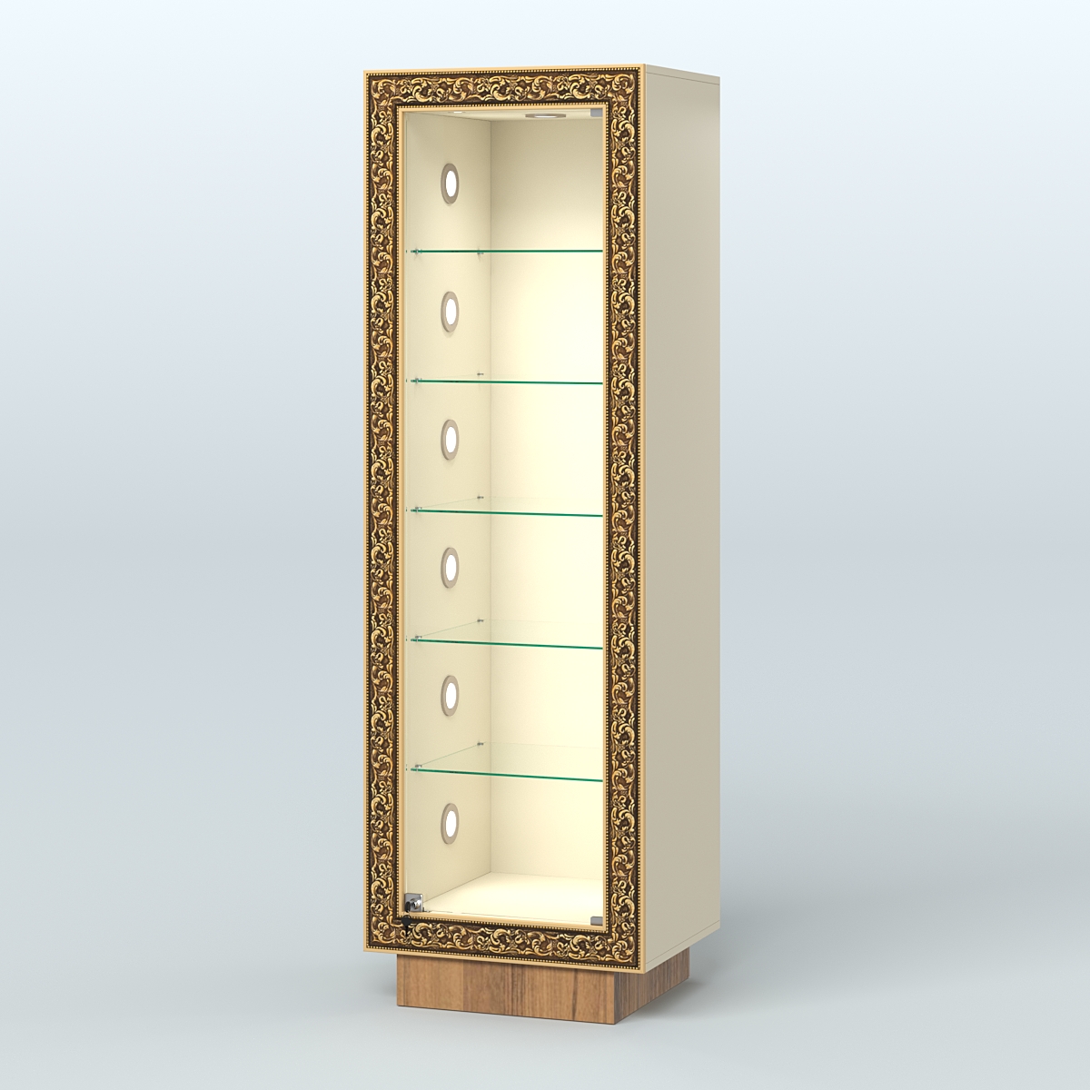 Низкая витрина декорированная НБА-501С Крем Вайс + Орех