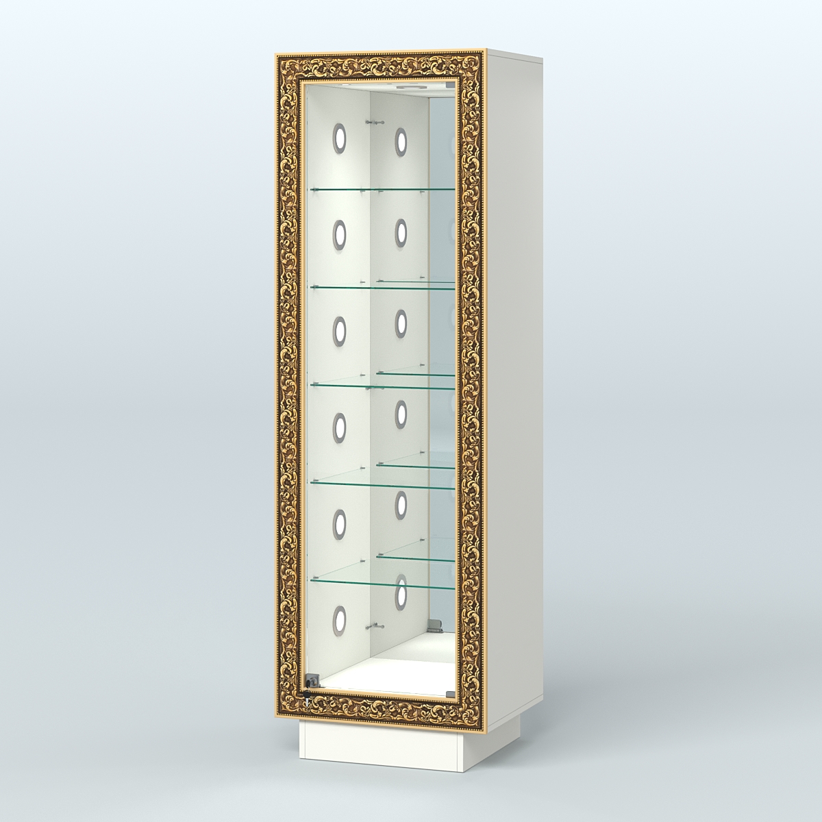 Низкая пристенная витрина с декором НБА-503С Белый