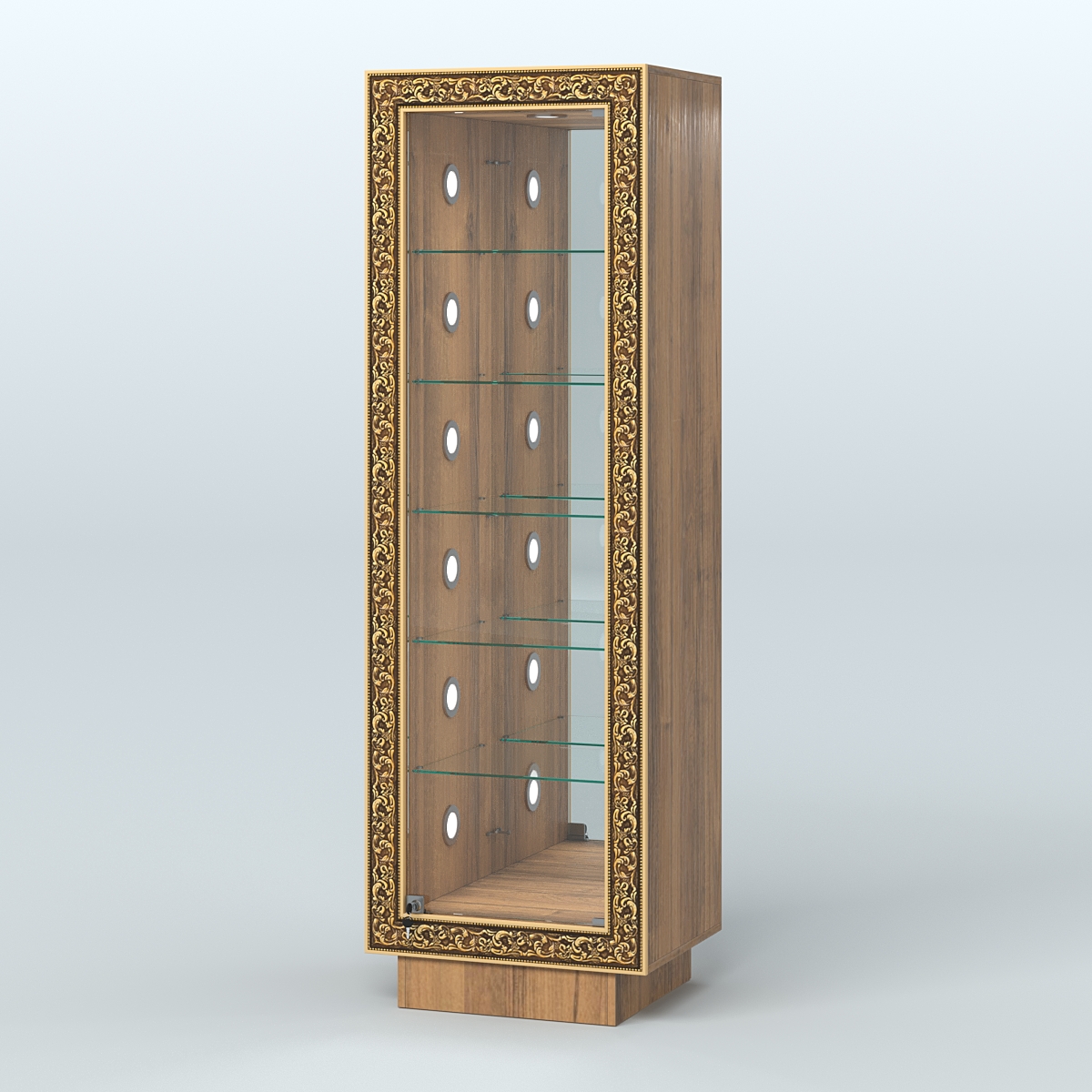 Низкая пристенная витрина с декором НБА-503С Орех