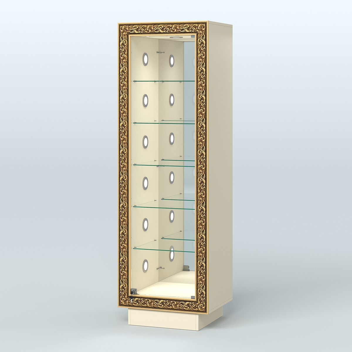 Низкая пристенная витрина с декором НБА-503С Крем Вайс