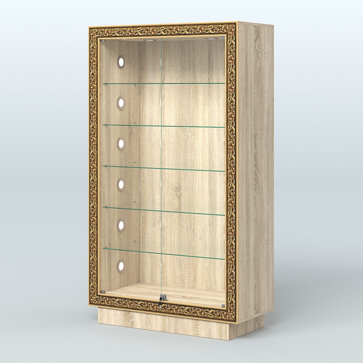 Низкая витрина с декором и замком НБА-505С Дуб сонома