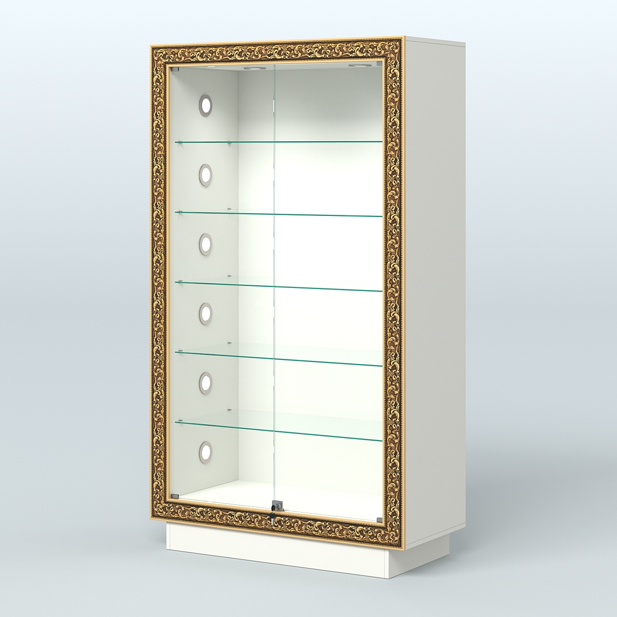 Низкая витрина с декором и замком НБА-505С Белый