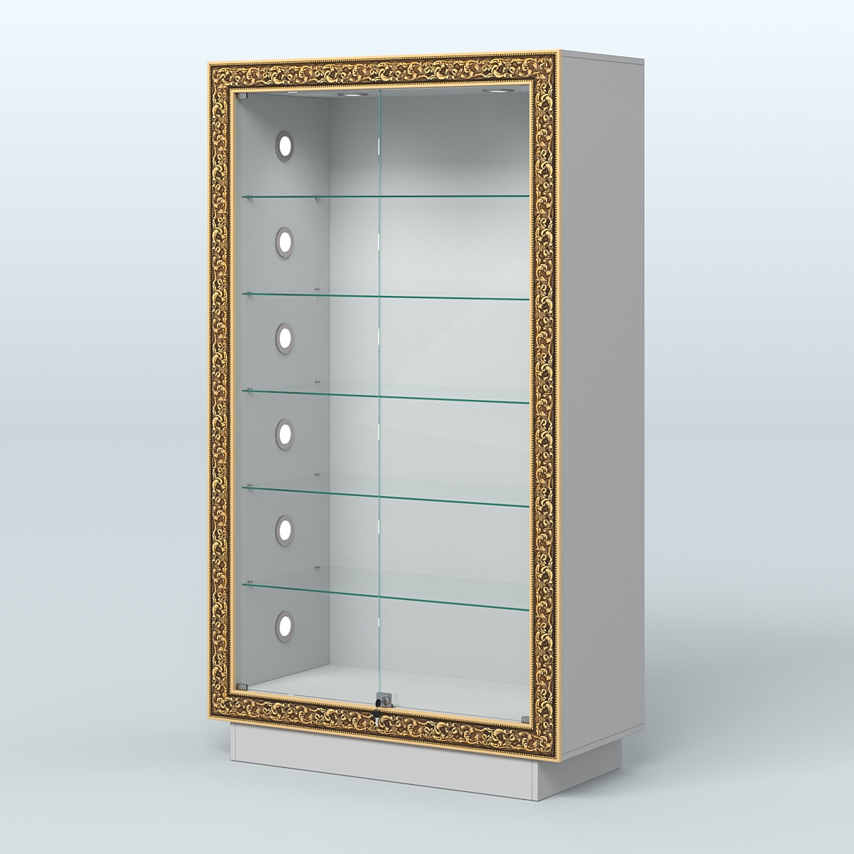 Низкая витрина с декором и замком НБА-505С Серый