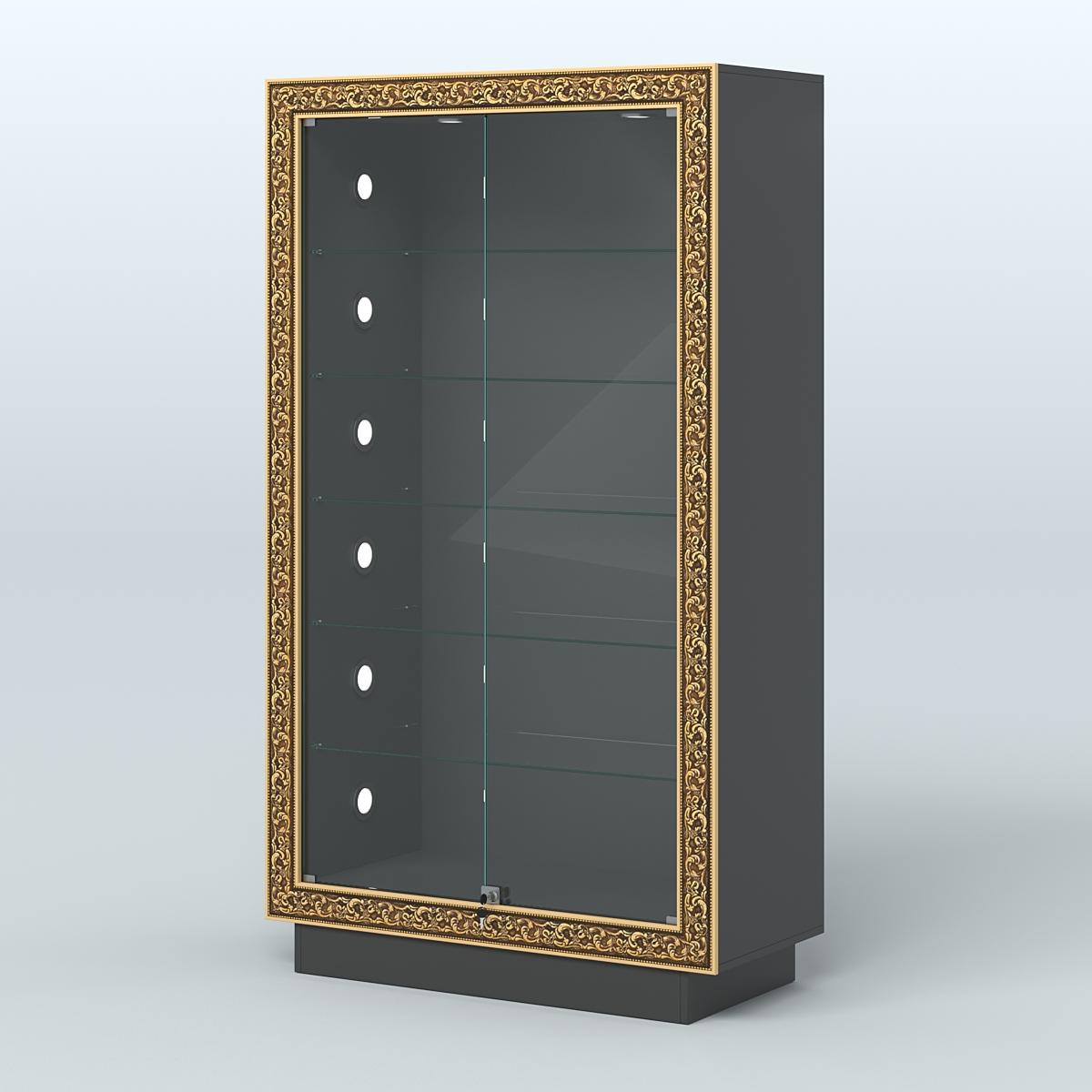 Низкая витрина с декором и замком НБА-505С Черный