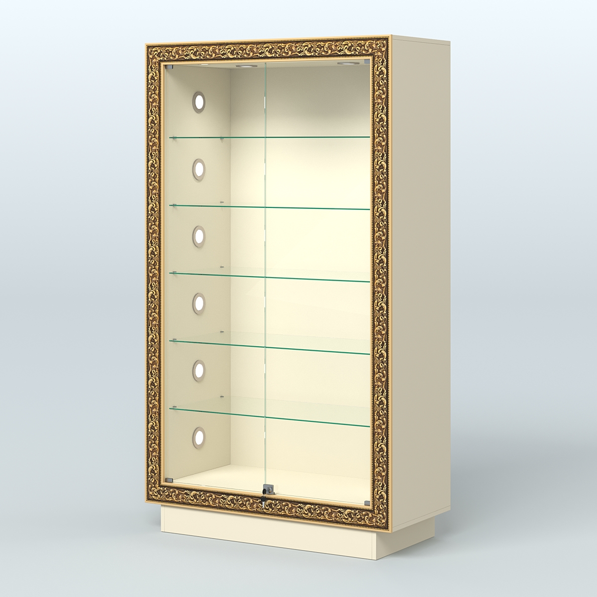 Низкая витрина с декором и замком НБА-505С Крем Вайс