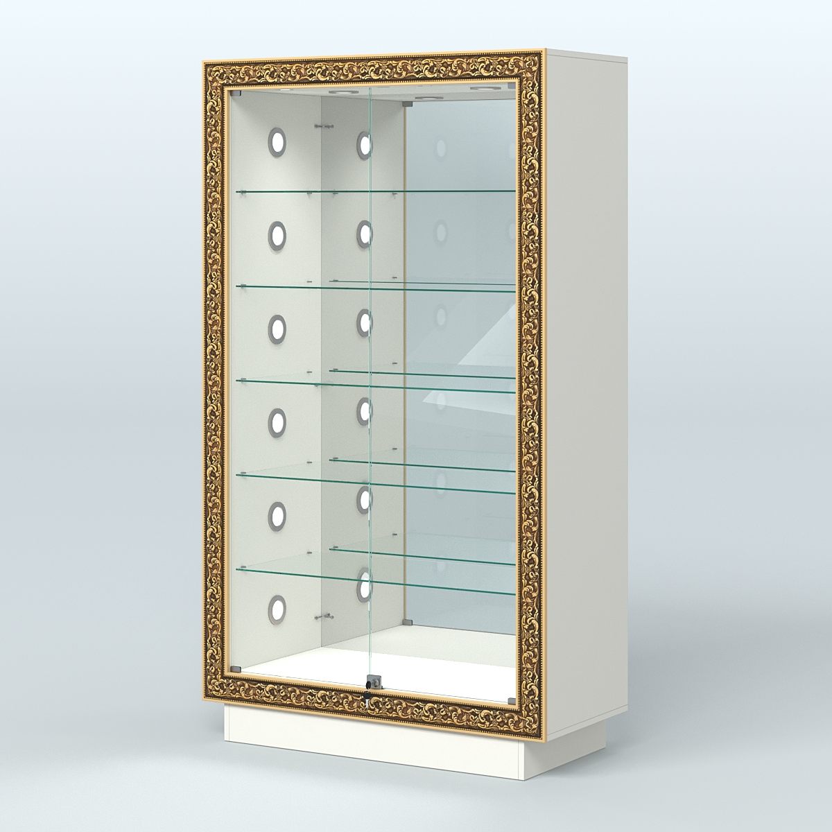 Низкая торговая витрина с декором НБА-507С Белый