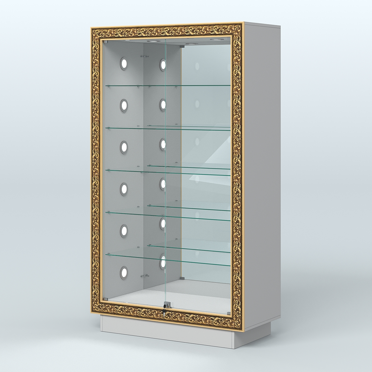 Низкая торговая витрина с декором НБА-507С Серый