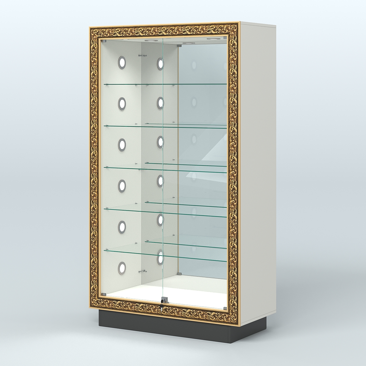 Низкая торговая витрина с декором НБА-507С Белый и Черный