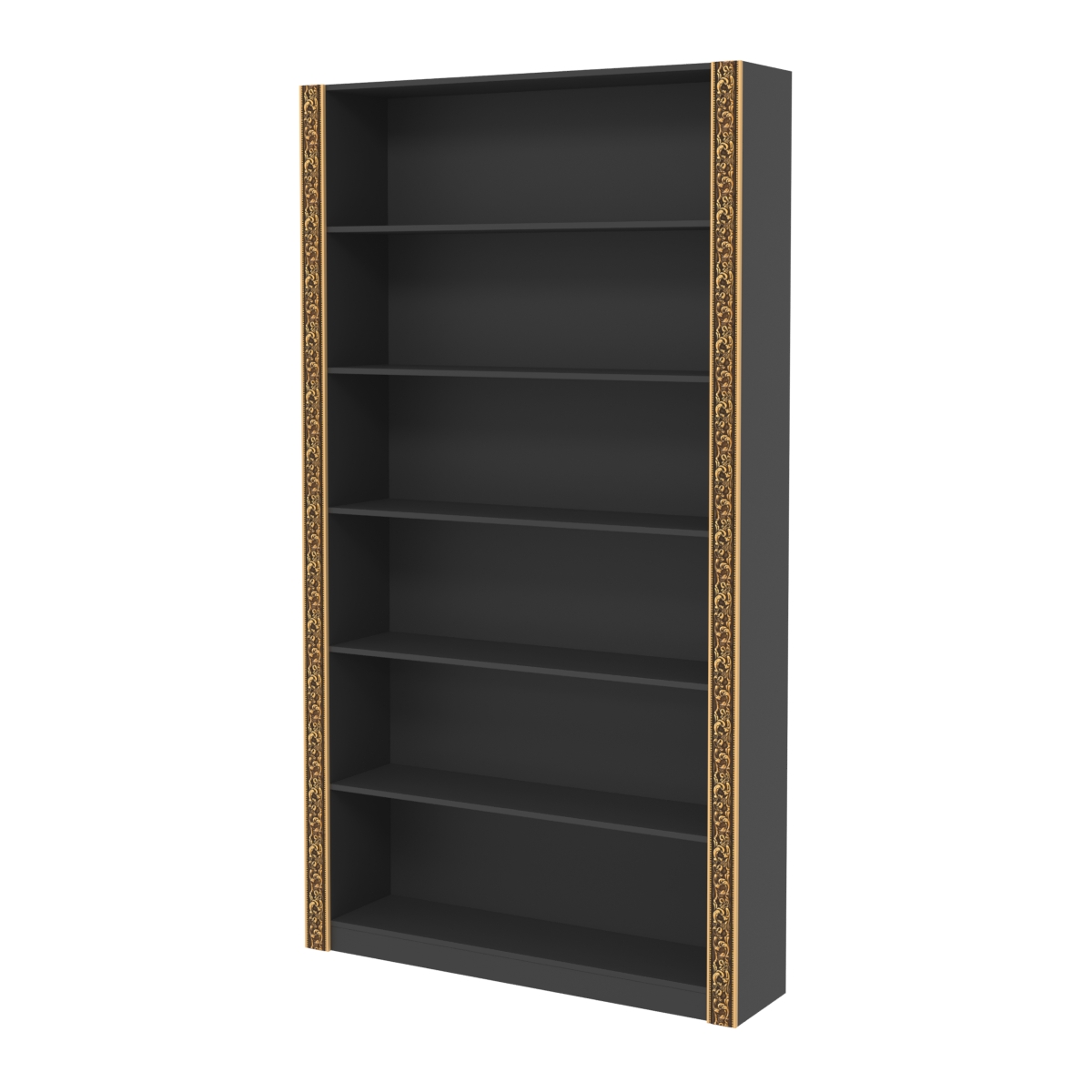 Торговый стеллаж с декором и полками из ДСП СБА-1-1В-300 Черный