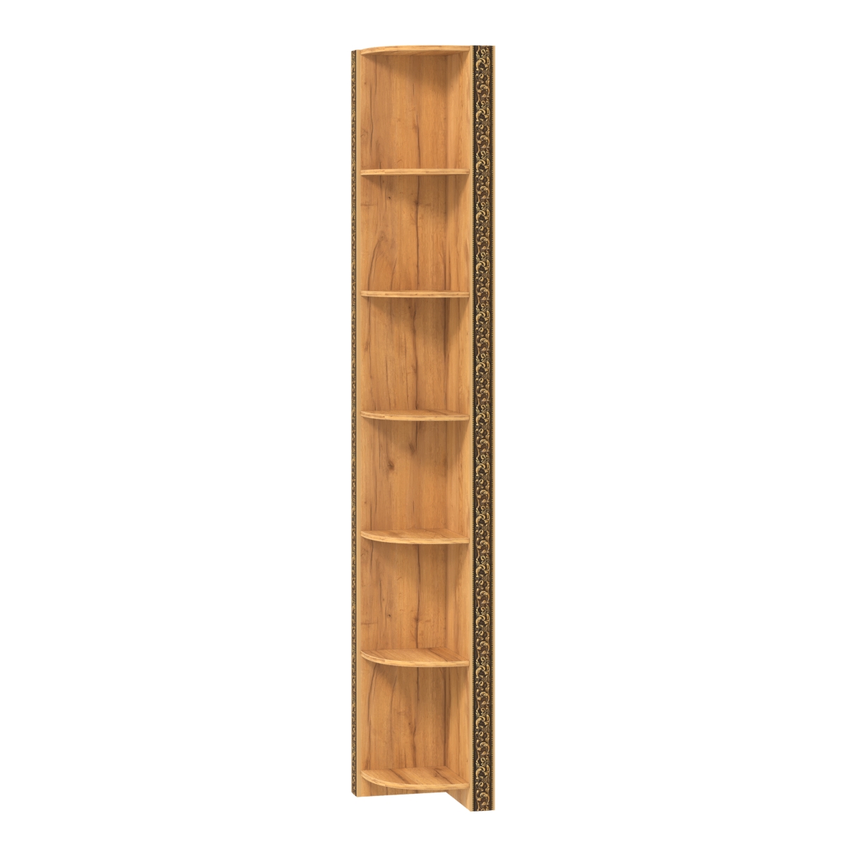 Торговый угловой стеллаж с полками и декором СБА-6В-300 Дуб Золотистый