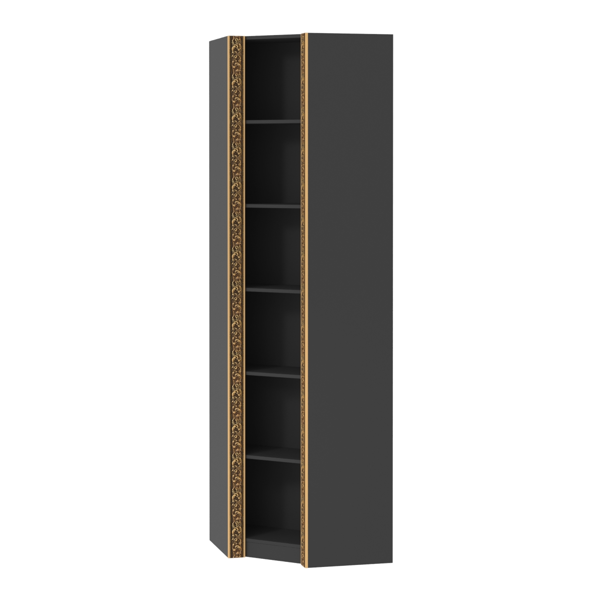 Торговый угловой стеллаж с декором из молдинга СБА-5В-400 Черный