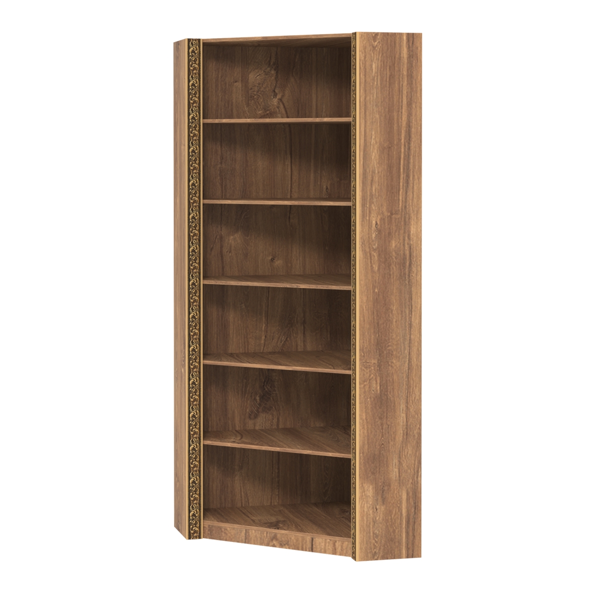 Торговый угловой стеллаж из ДСП с декором СБА-5-2В Дуб Канзас коричневый