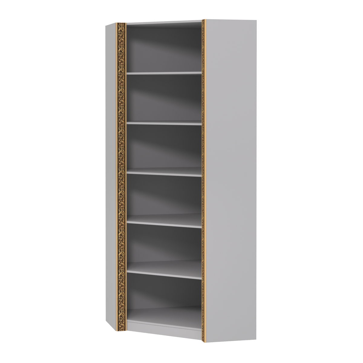 Торговый угловой стеллаж с декором и шестью полками СБА-5-4В Серый