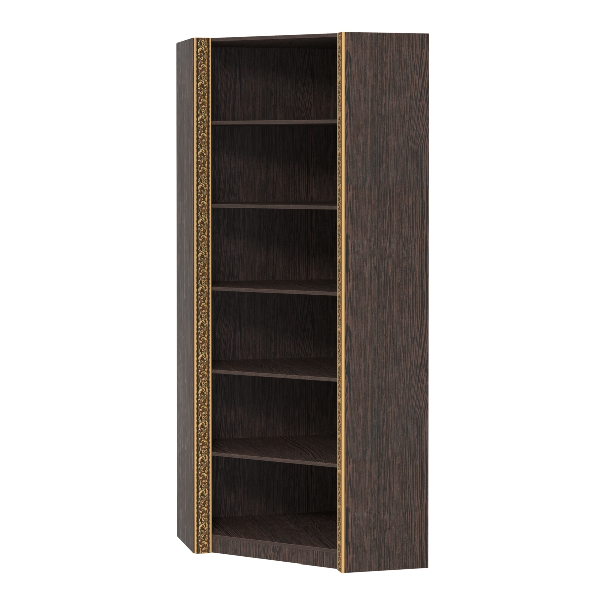 Торговый угловой стеллаж с декором и шестью полками СБА-5-4В Дуб Венге
