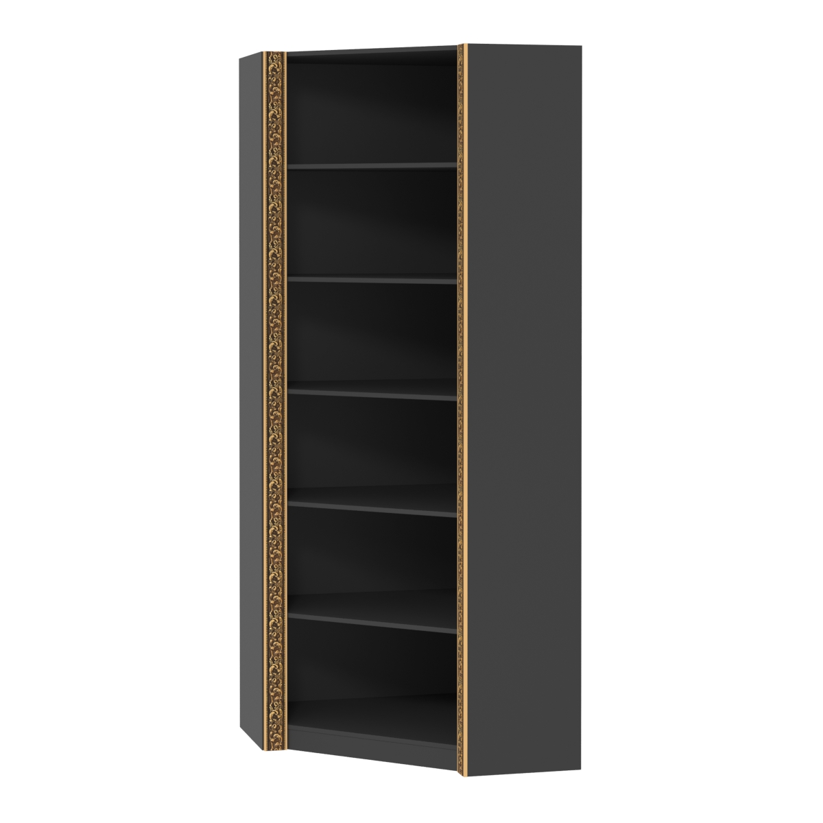 Торговый угловой стеллаж с декором и шестью полками СБА-5-4В Черный