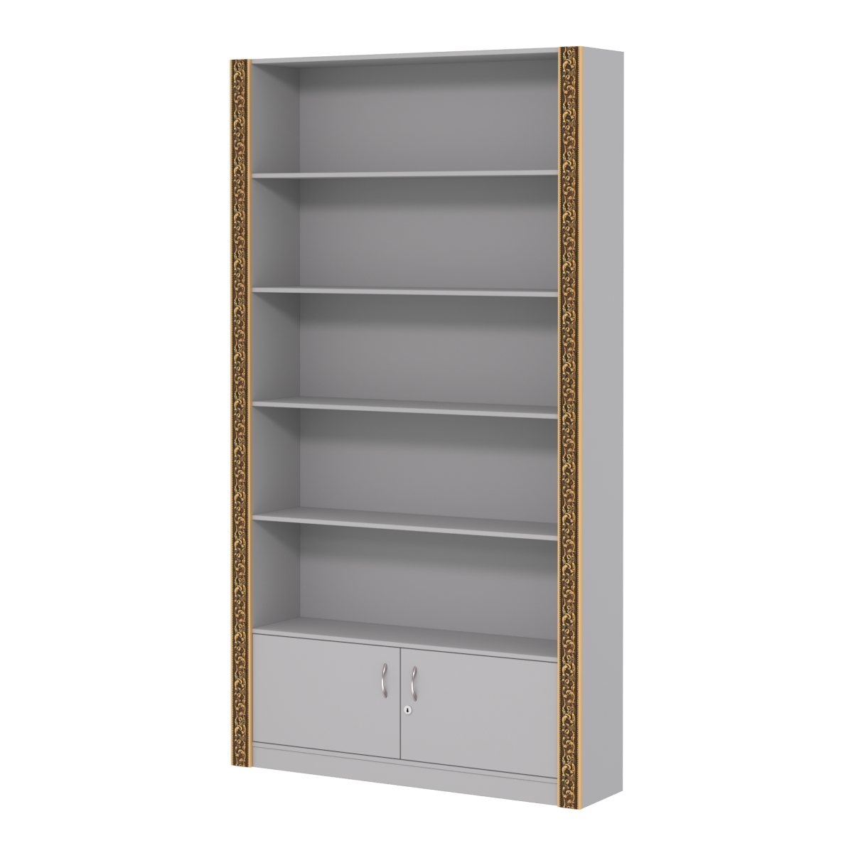 Торговый декорированный стеллаж с накопителем №СБА-1-1ВД-300 Серый