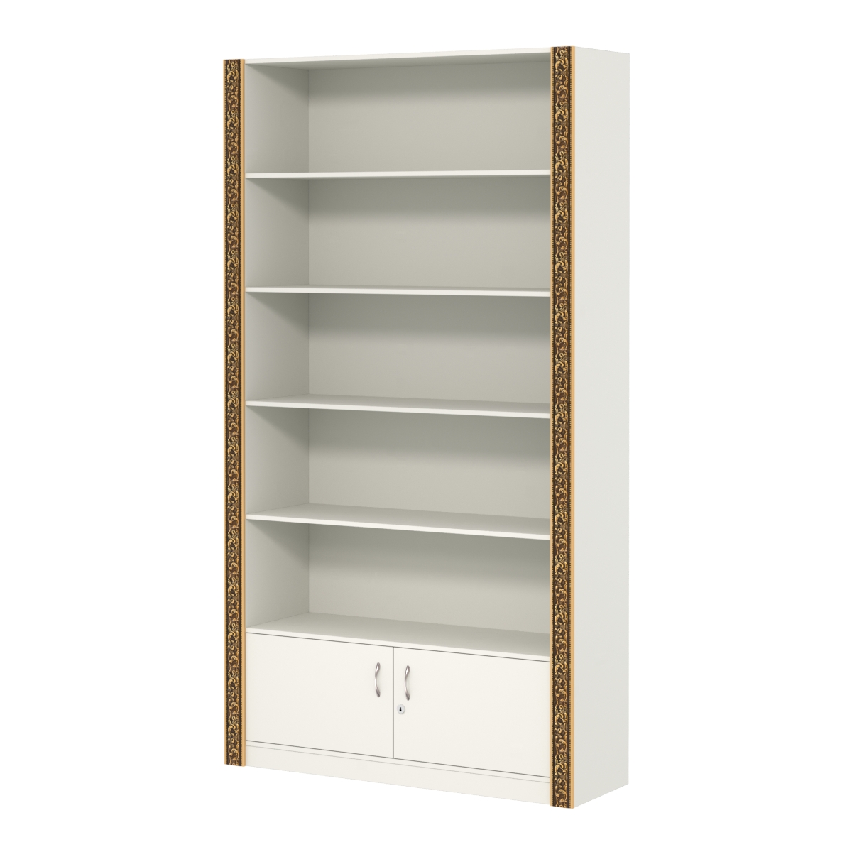 Торговый большой стеллаж с накопителем и декором №СБА-1-1ВД-400 Белый