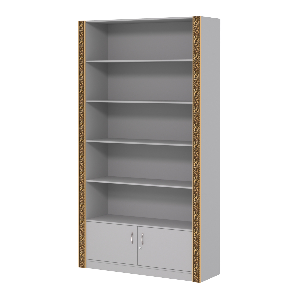 Торговый большой стеллаж с накопителем и декором №СБА-1-1ВД-400 Серый