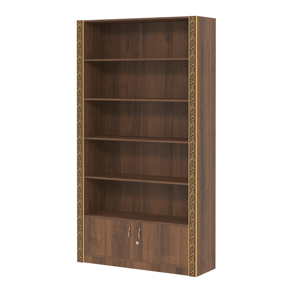 Торговый большой стеллаж с накопителем и декором №СБА-1-1ВД-400 Орех