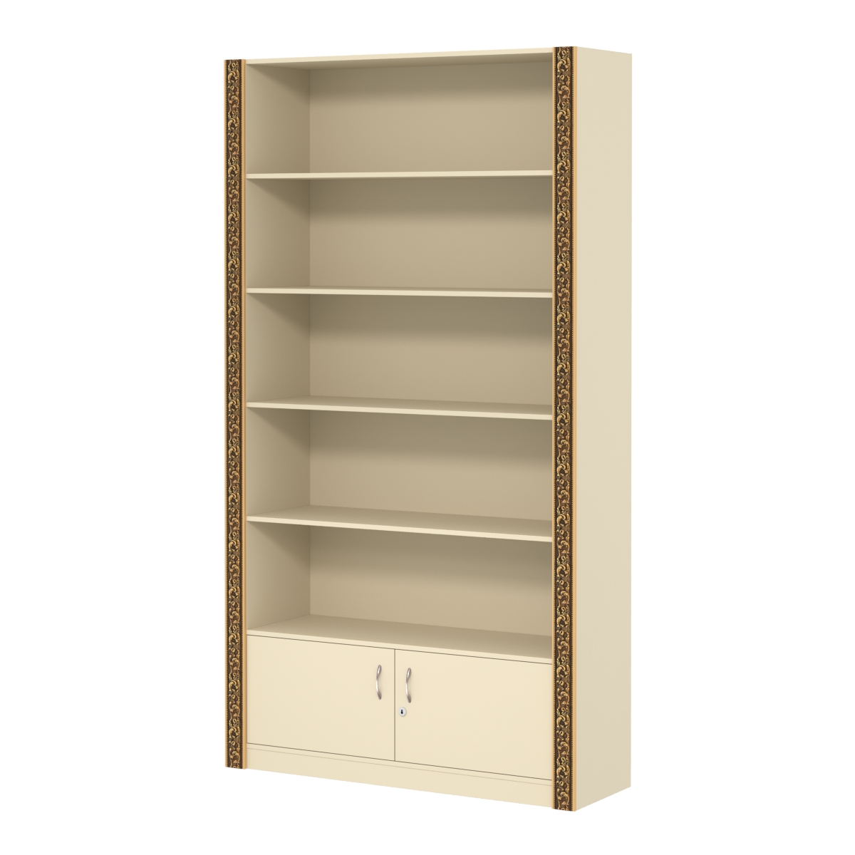 Торговый большой стеллаж с накопителем и декором №СБА-1-1ВД-400 Крем Вайс