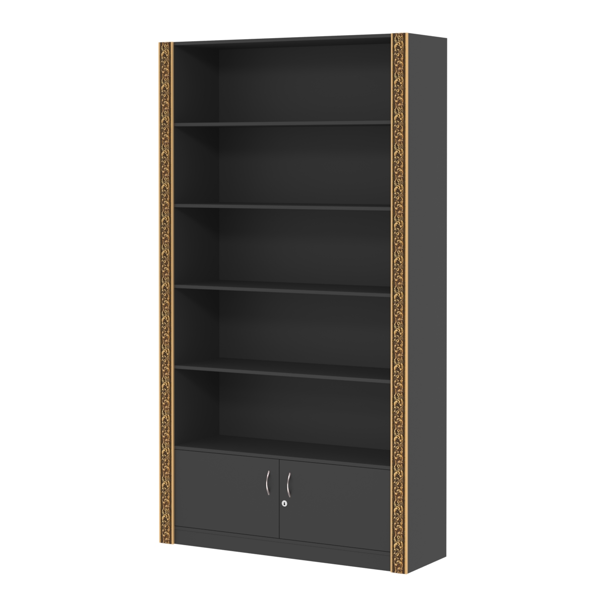 Торговый большой стеллаж с накопителем и декором №СБА-1-1ВД-400 Черный