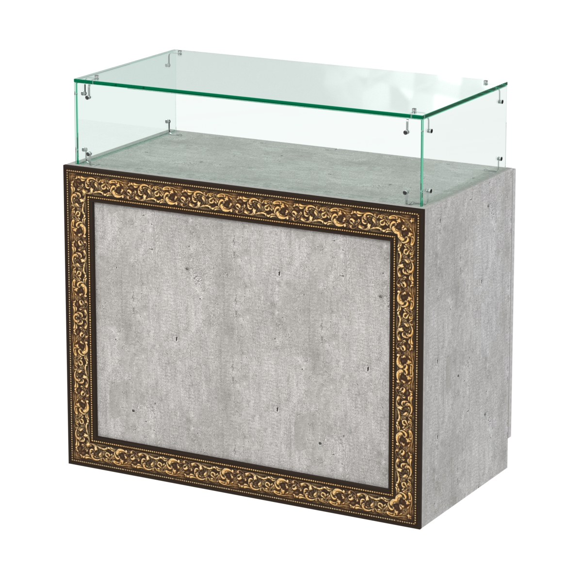 Стеклянный прямоугольный прилавок с декором №СПБА-14 Метрополитан Грей