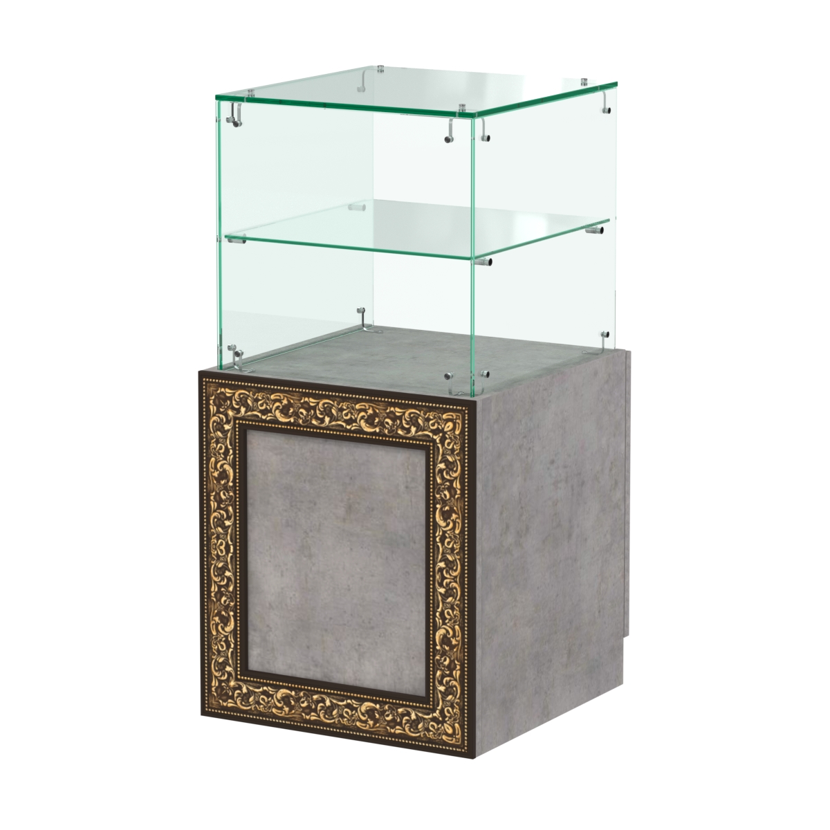 Стеклянный квадратный прилавок с декором №СПБА-10 Бетон Чикаго светло-серый F186 ST9