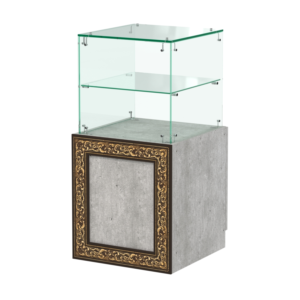 Стеклянный квадратный прилавок с декором №СПБА-10 Метрополитан Грей