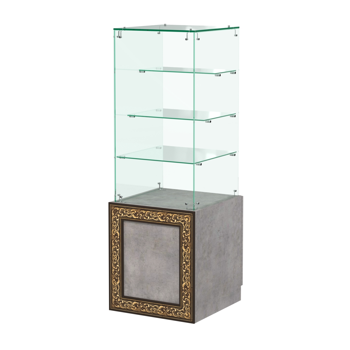 Стеклянный прилавок с декором и крепежами №СПБА-206 Бетон Чикаго светло-серый F186 ST9