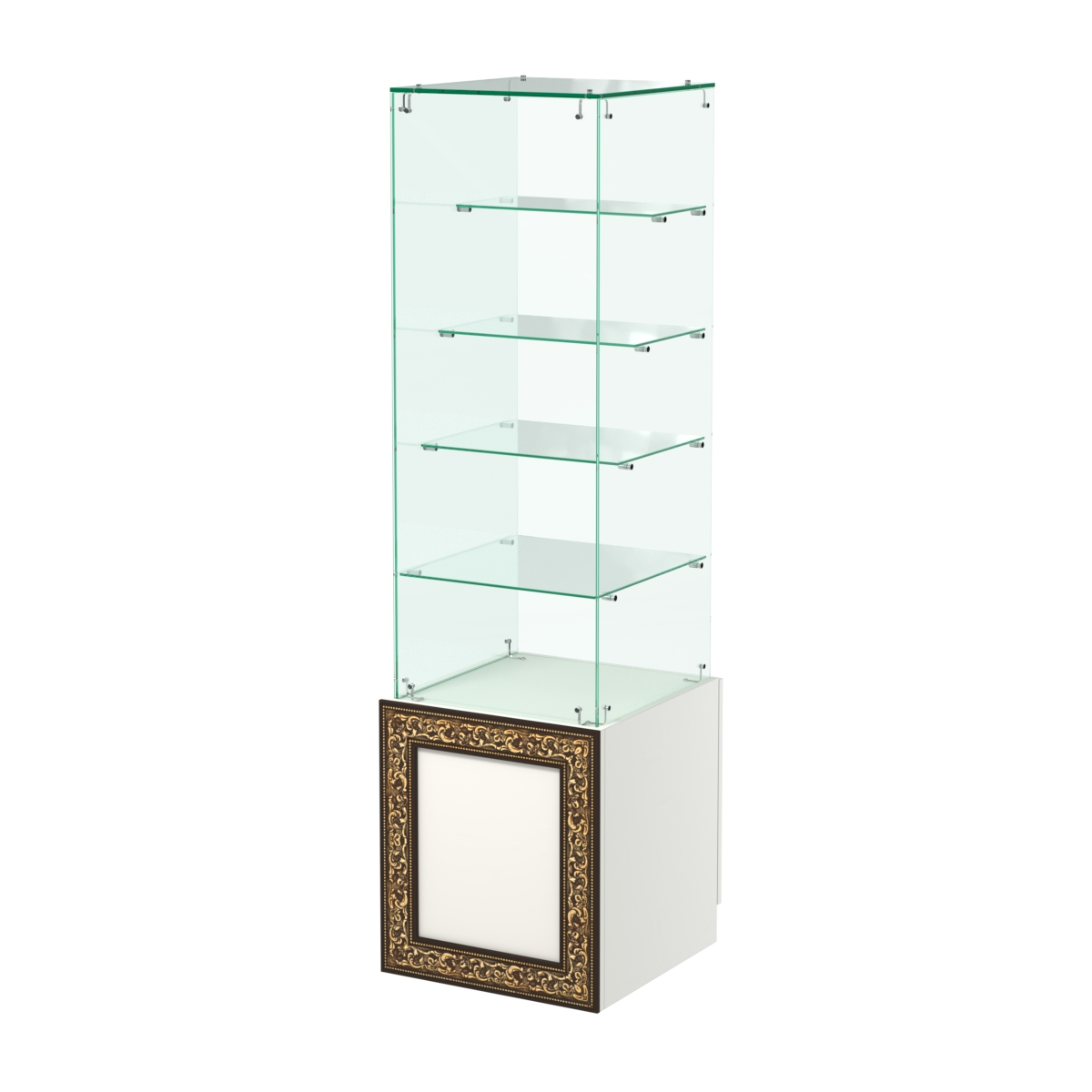 Стеклянный прилавок с дверкой и декором №СПБА-208 Белый
