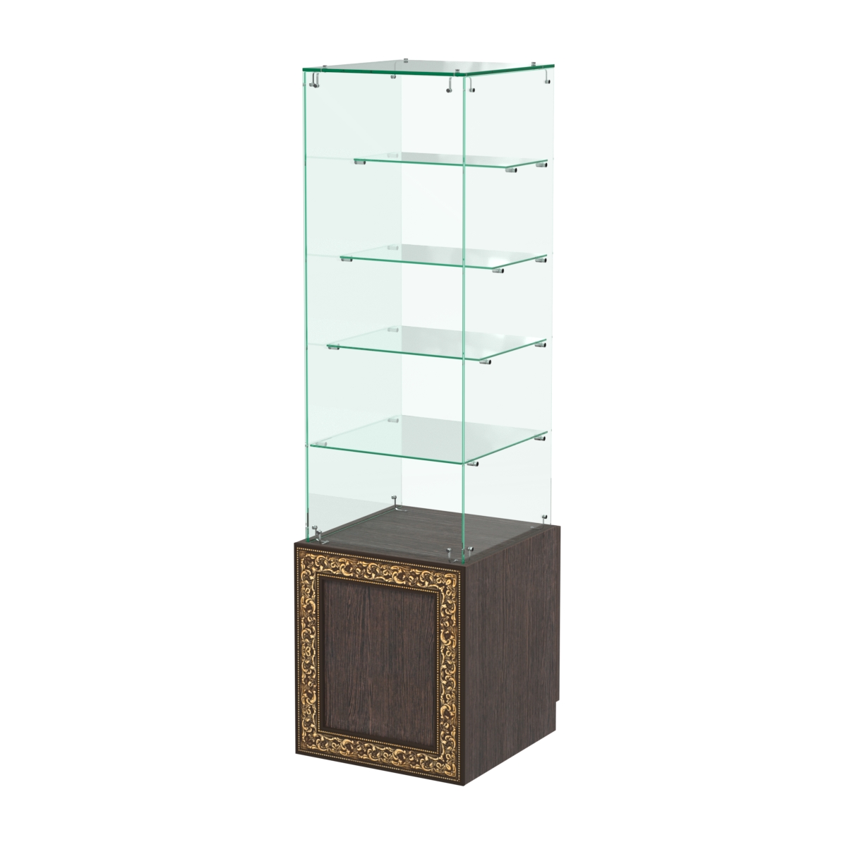 Стеклянный прилавок с дверкой и декором №СПБА-208 Дуб Венге