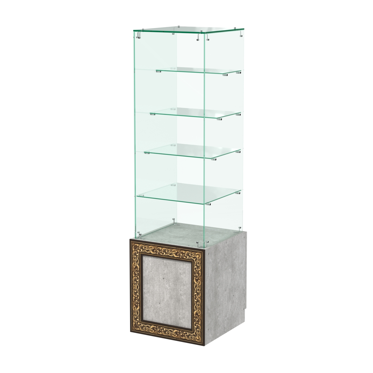 Стеклянный прилавок с дверкой и декором №СПБА-208 Метрополитан Грей