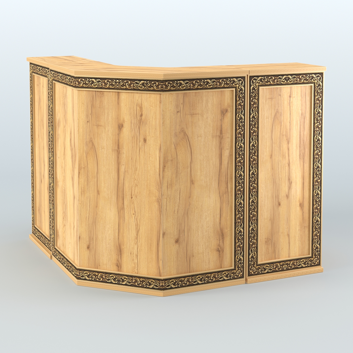 Ресепшен Г-образный серии БАРОККО №4 Дуб Золотистый