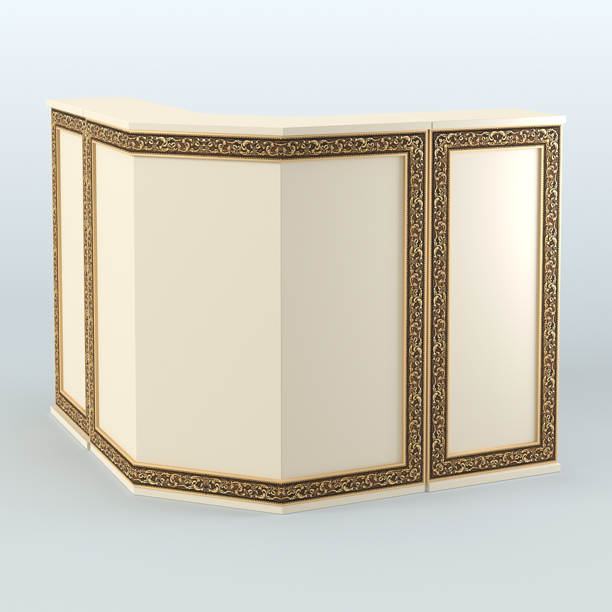 Ресепшен Г-образный серии БАРОККО №4 Крем Вайс