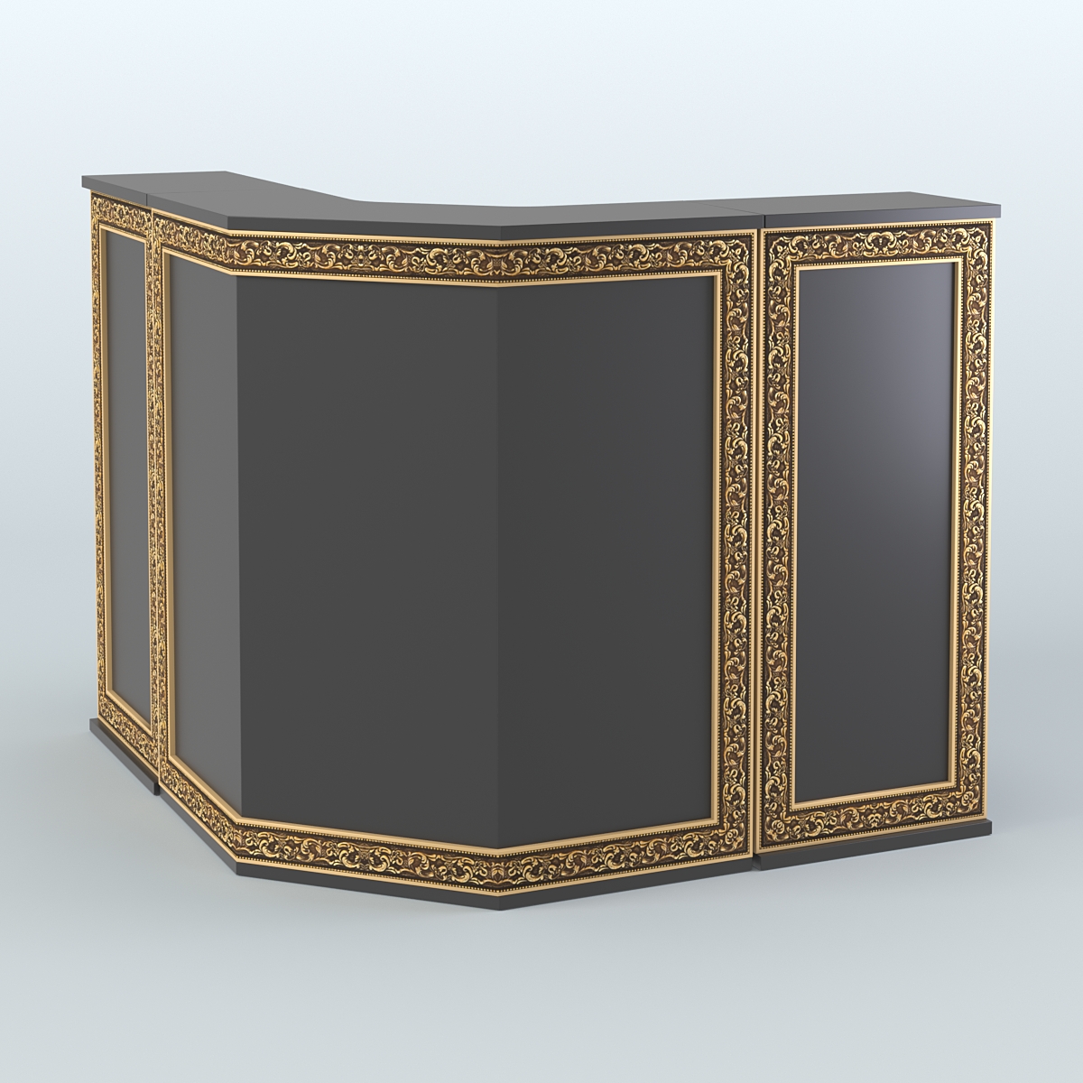 Ресепшен Г-образный серии БАРОККО №4 Черный