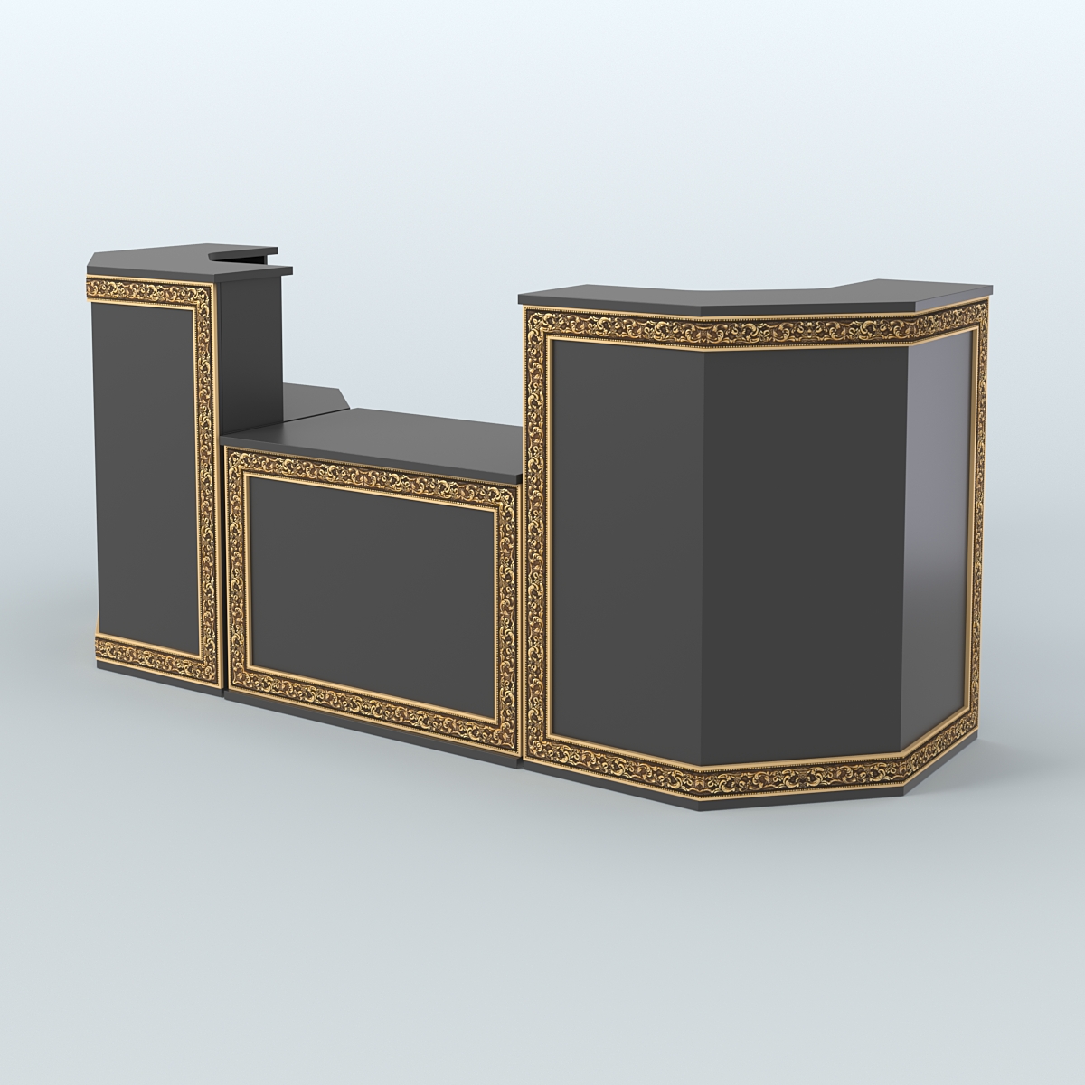 Ресепшен со скошенными углами серии БАРОККО №7 Черный