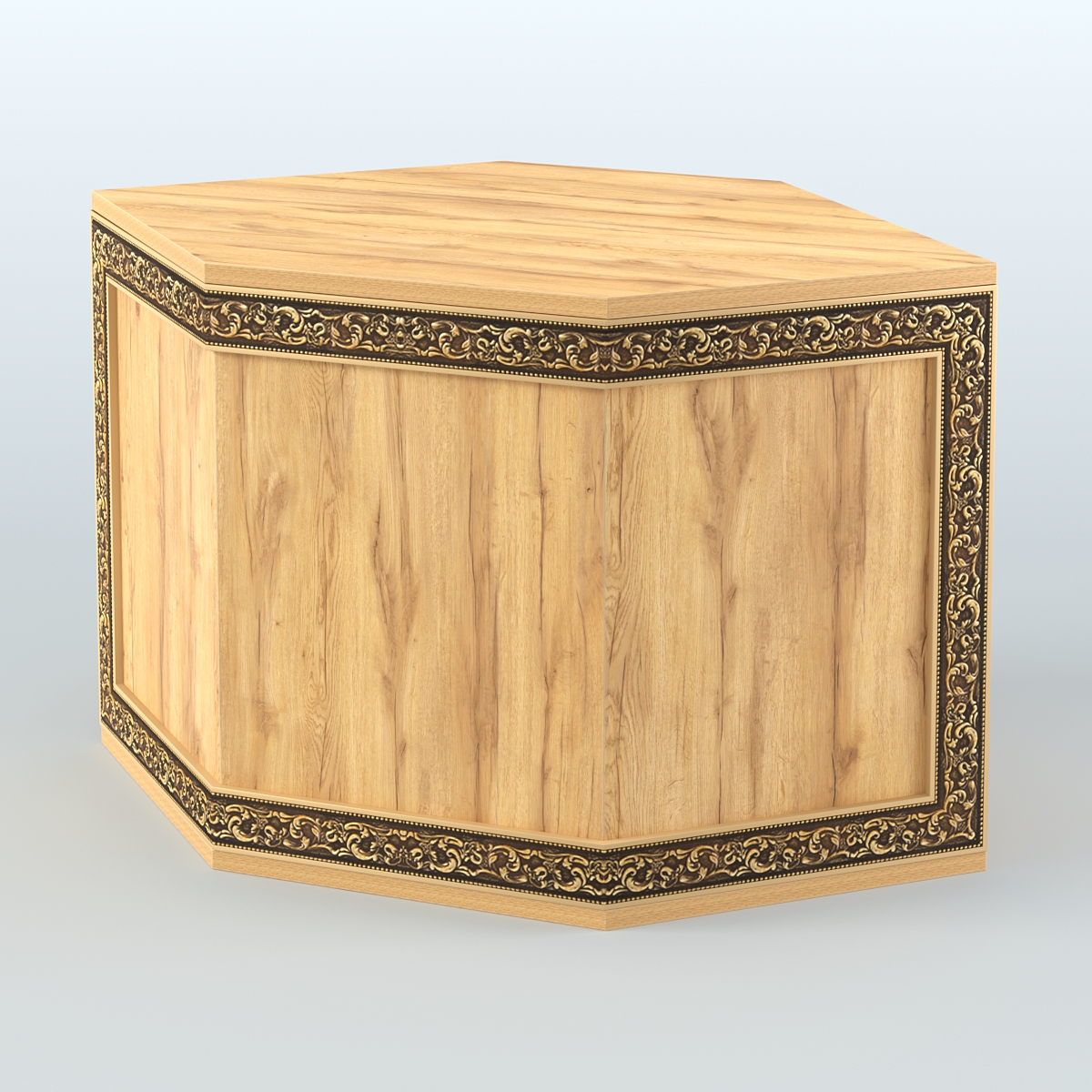 Стол-ресепшен шестигранный серии БАРОККО №3 Дуб Золотистый