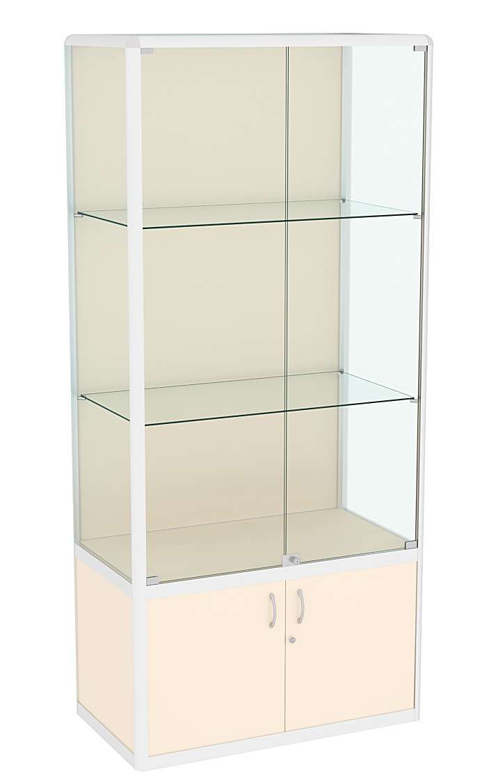 Витрина из профиля №2 (метровая) (задняя стенка - ДВП) Крем Вайс