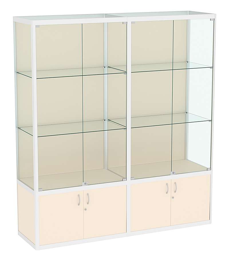 Витрина из профиля №2 (2-ух метровая) (задняя стенка - ДВП) Крем Вайс