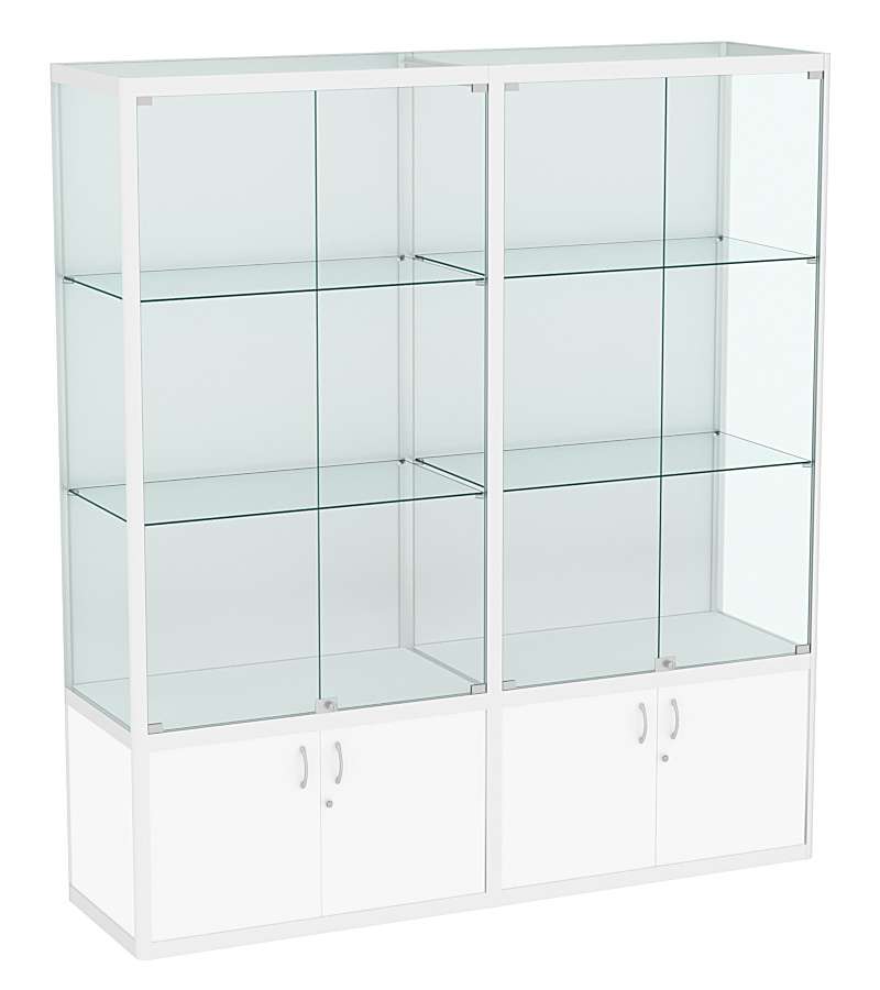 Витрина из профиля №2 (2-ух метровая) (задняя стенка - ДВП) Белый