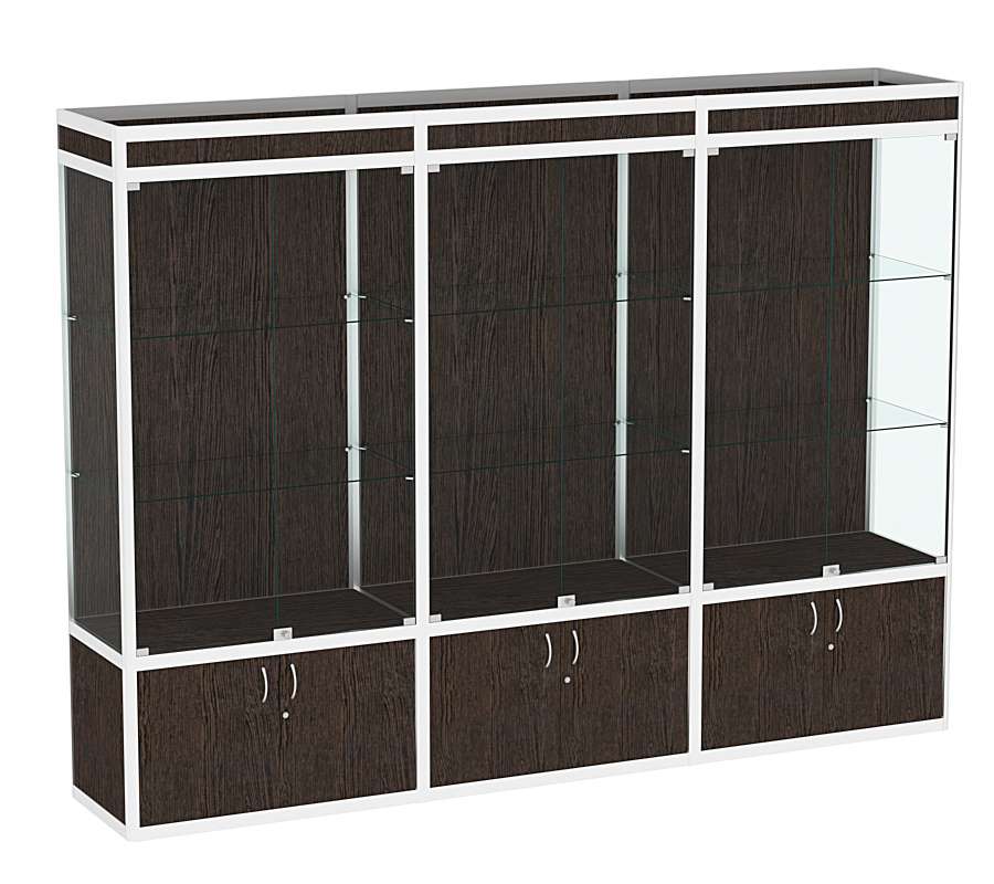 Витрина из профиля №1-2П (3-ех метровая) (задняя стенка - ДВП)  Дуб Венге