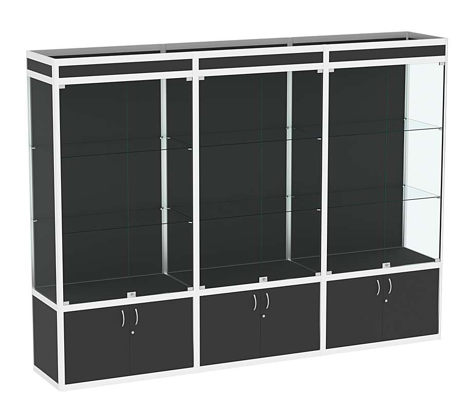 Витрина из профиля №1-2П (3-ех метровая) (задняя стенка - ДВП)  Черный