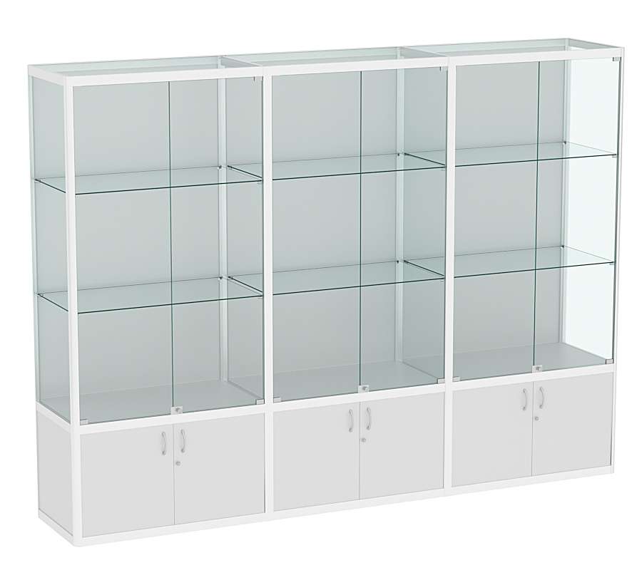 Витрина из профиля №2 (3-ех метровая) (задняя стенка - ДВП) Серый