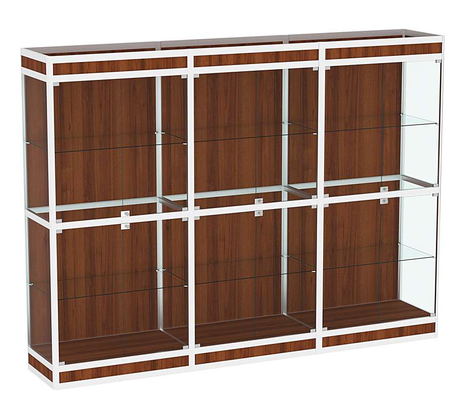 Витрина из профиля №3 (3-ех метровая) (задняя стенка - ДВП) Орех