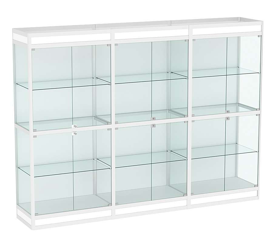 Витрина из профиля №3 (3-ех метровая) (задняя стенка - ДВП) Белый