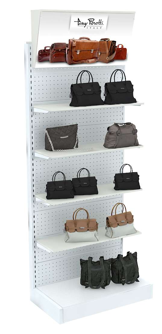 Пристенный широкий стеллаж с полками ДСП и световым коробом №1 Крем Вайс