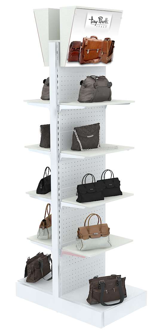 Узкий двусторонний стеллаж с полками ДСП и световым коробом №5 Серый