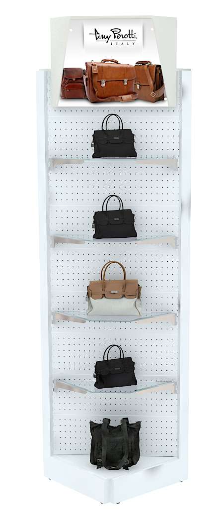 Угловой стеллаж со стеклянными полками и световым коробом №3 Белый