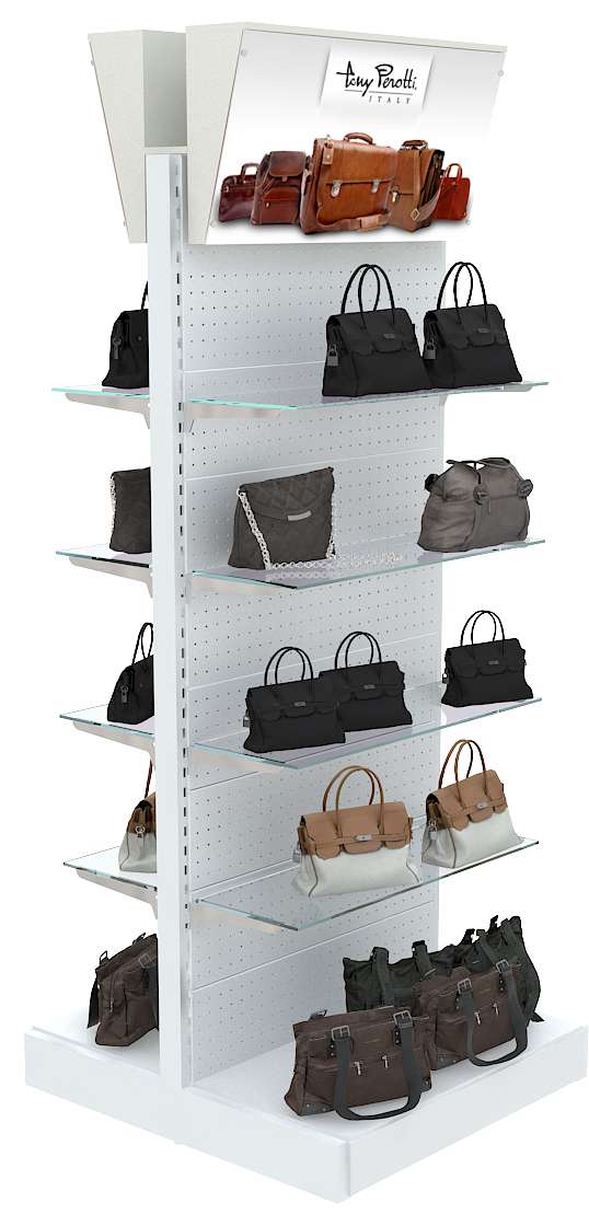 Большой двусторонний стеллаж со стеклянными и световым коробом №4 Дуб Золотистый